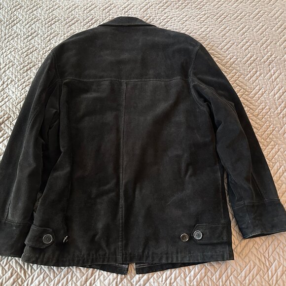 Vintage men's hip-length suede winter car coat, black, XL, good condition - Picture 2 of 3